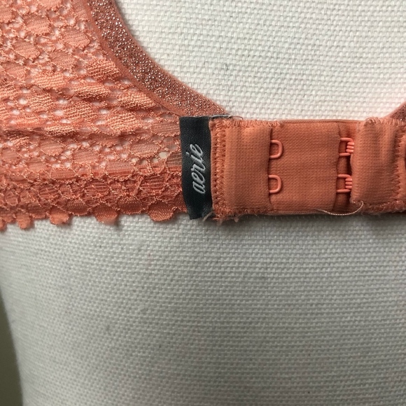 **AERIE* Coral Pink Sheer Cross Back Bra Size 32B - Picture 3 of 4
